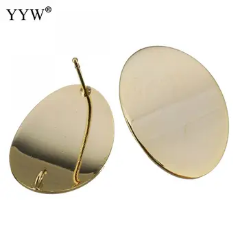 

Simple Flat Oval 16x22x13mm Brass Gold Color Plated Stud Earrings 100pcs/Lot Classic Jewelry For Woman Anniversary Party Gift