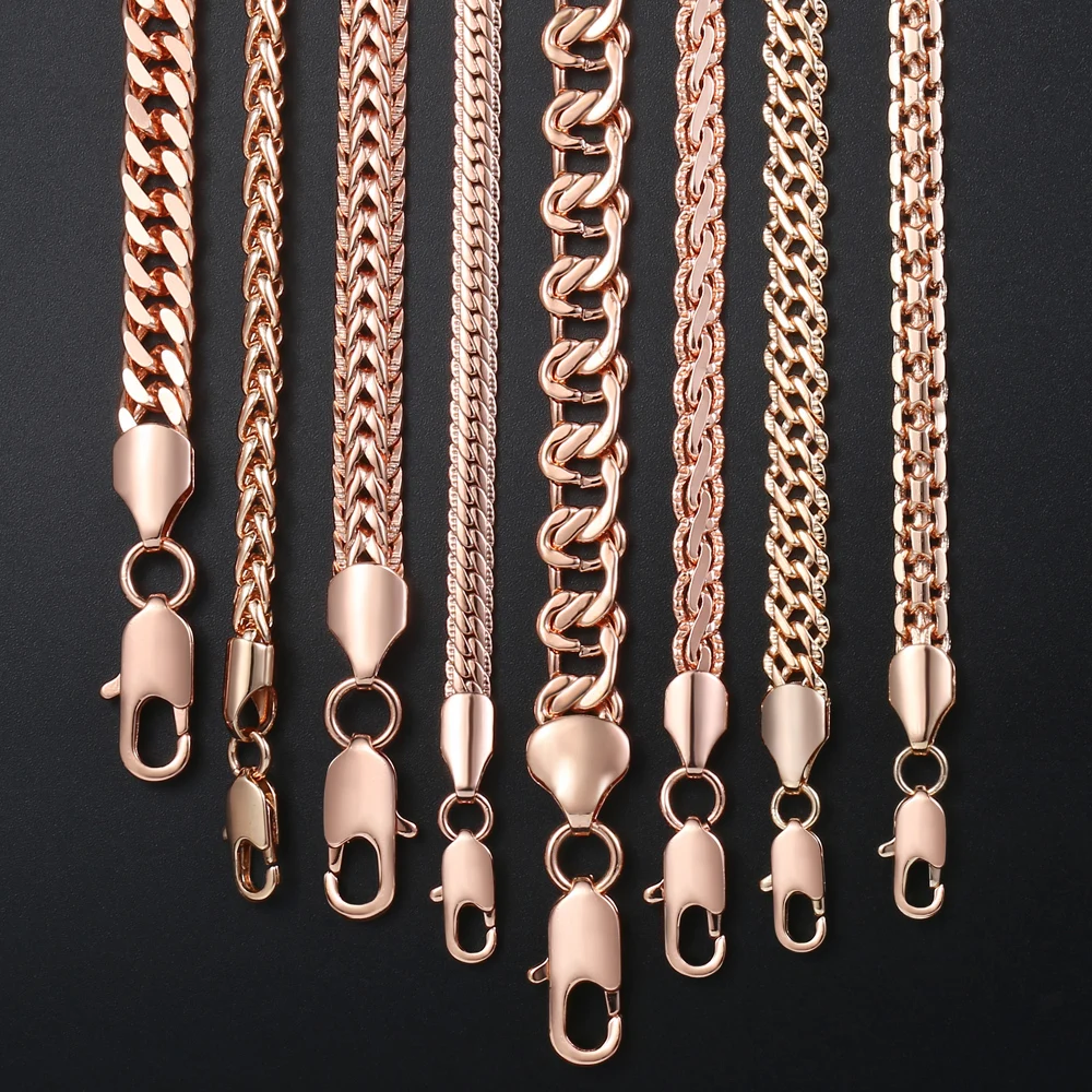 Персонализированное женское ожерелье из розового золота 585, цепочка с улиткой, золотое ожерелье для мужчин и женщин, ювелирные изделия, подарки 45 см 50 см 60 см GNN1