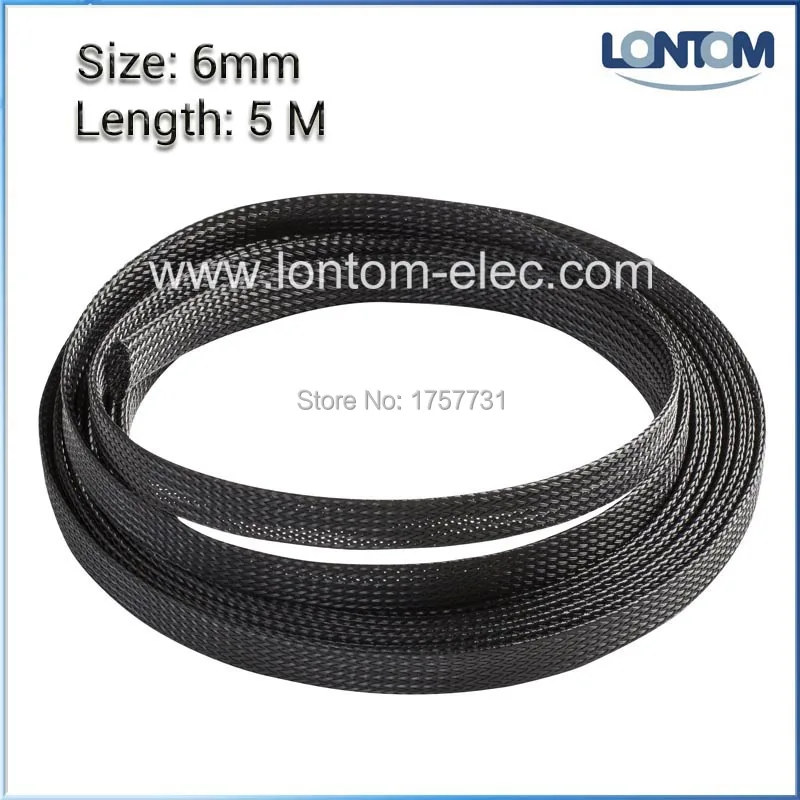 6mm 5M Black PET Expandable Sleeving Wire Cable Braided Sleeve High Density Sheathing | Обустройство дома