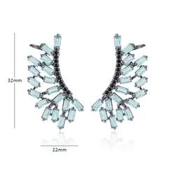 3A Циркон дополнительно ухо клип формы крыла элегантные серьги из синего камня S925 серебро pin уха Ухо кости Клип свадебное путешествие