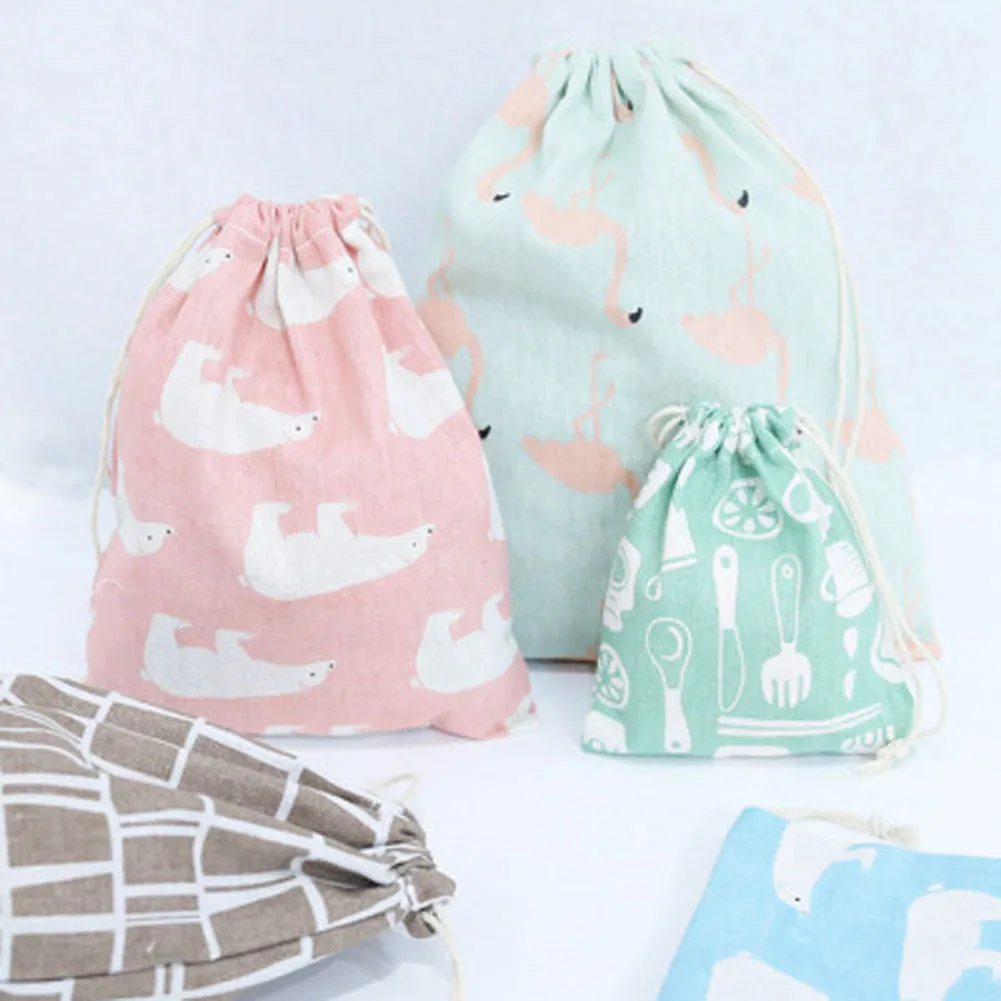 

Cotton Linen Debris Cloth Drawstring Bag Dormitory Drawstring Storage Bag Traveling Underwear Storage Bag Organizer Pouch