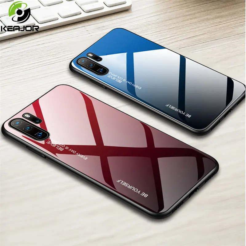 

Hard Case For Huawei P30 Pro Case Tempered Glass Cover Silicon Funda Soft TPU Frame Phone Case For Huawei P30 Lite P 30 P30 Case