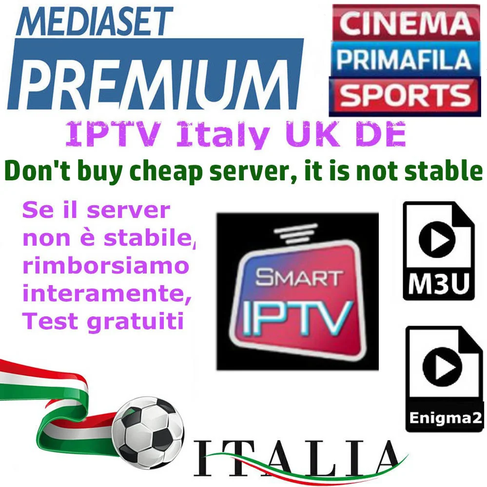 IPTV M3U Enigma2 IPTV Italy UK Germany Belgium France Spain Bein Sport Channels Mediaset Premium For Android Box SmartTV