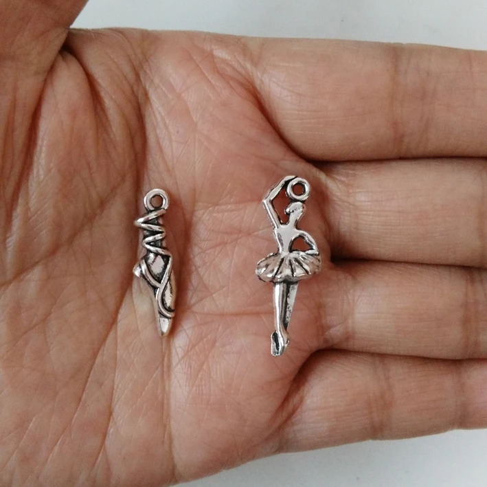 

20sets/lot Antique Silver color Ballerina Charms,Ballet Dancing Girl and Shoes Charms For DIY Jewelry Making
