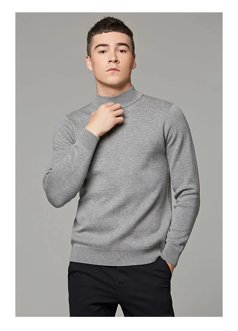 2018 Mock-Neck Sweater Men High Quality Cotton Knitted Turtlenck Men Pullover Autumn Winter Turtle-neck Men Sweater MuLS Brand 07
