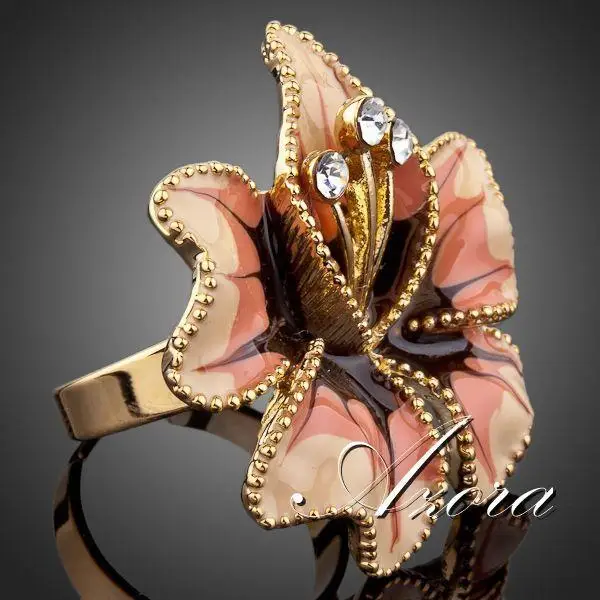 AZORA розовое золото Stellux Австрийский Кристалл Цветочный дизайн регулируемый размер кольцо TR0067