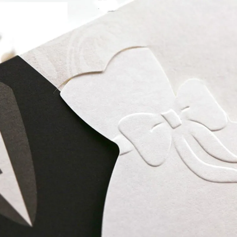 HOT 50pcs Laser Cut Western-style Groom & Bride Clothes Wedding Invitations Cards Customizable Printable Wedding Party SupplIes (4)