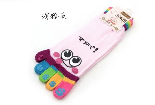ankle socks women 1pair/lot Cute Cartoon Smile Print Toe Socks Five toe cartoon cotton Socks female cotton funny socks sockwell compression socks
