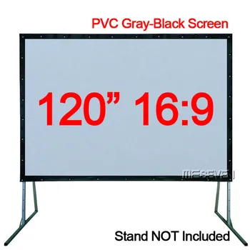 

120 Inches 16:9 PVC Gray-Black Soft Front HD Projection Screen Fast Fold for Home Cinema Camping School Office etc.
