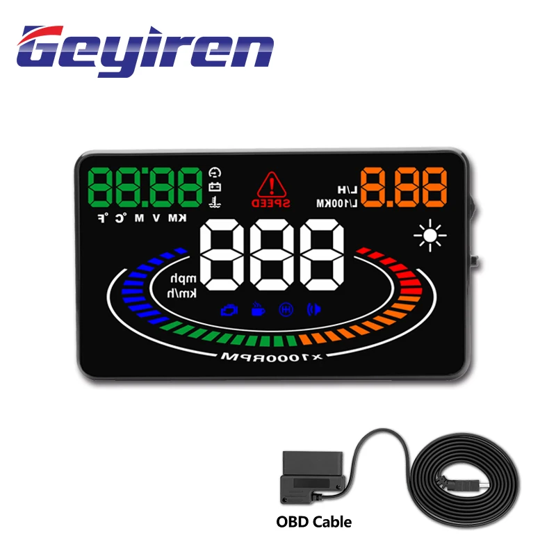 

E300 Car HUD Head Up Display 5.5 inch OBD II EUOBD Car Driving Data Diagnosis Speedmeters Fuel Consumption Windshield Projector