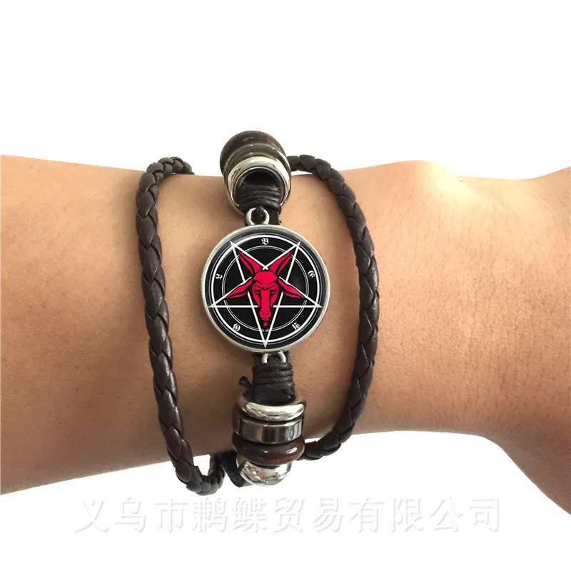 2018 Supernatural Pentagram Glass Bracelet Gothic Pendant Satanism Evil Occult Pentacle Jewelry Pagan Charm Gift For Friends