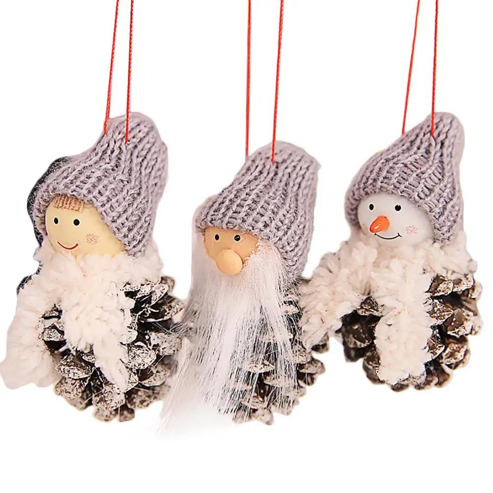 3 шт./компл. Рождество декоративные милый Санта Снеговик Шишка Орнамент Xmas елочные игрушки