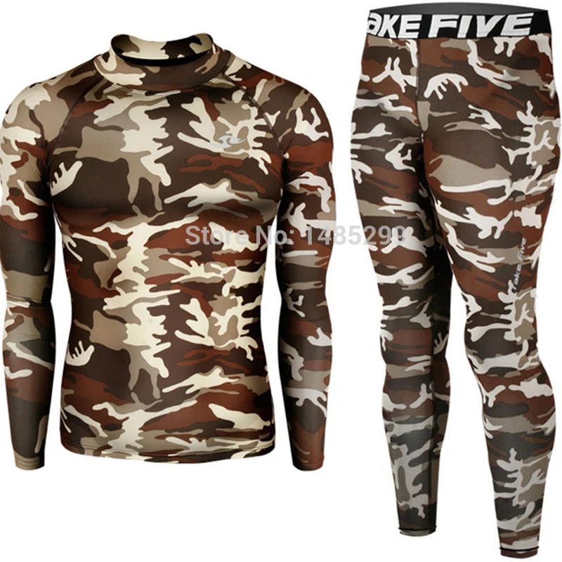 

New Premium TakeFive Men's Compression Skin Tight Long Sleeve Camo Military Shirts & Pants Sets-62+120