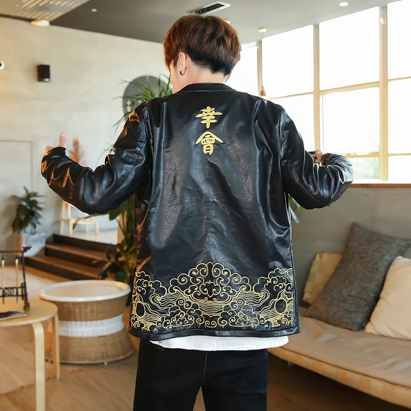 Autumn New men's PU leather jacket Casual motorcycle leather jacket men coat Slim Windproof Autumn New men's PU leather jacket Casual motorcycle leather jacket men coat Slim Windproof