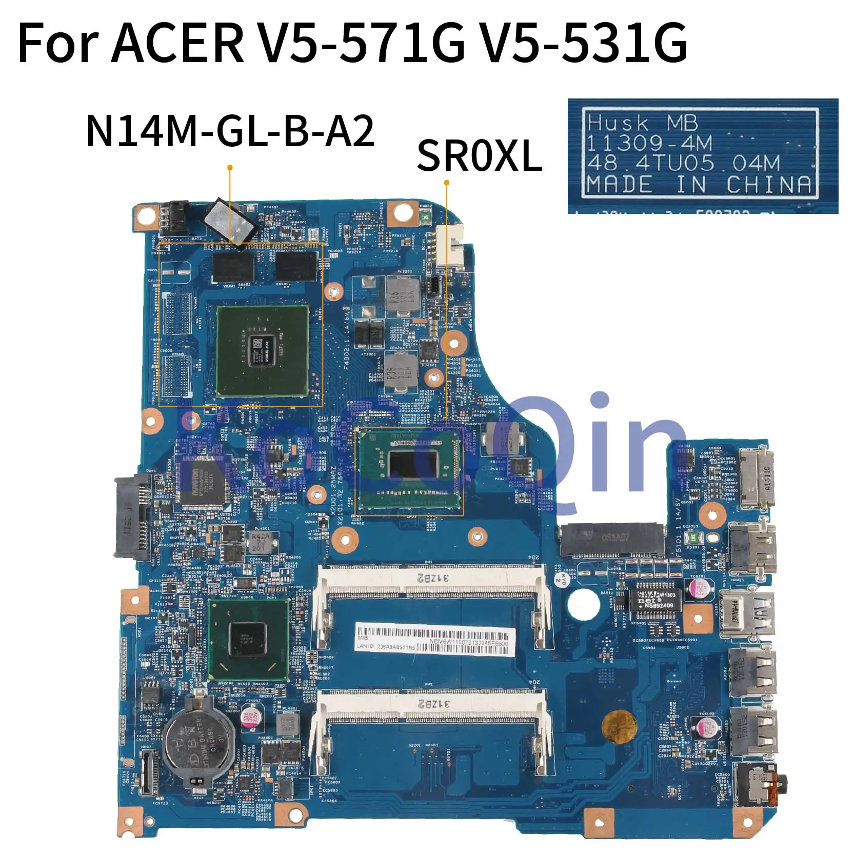 Kocoqin Laptop Motherboard For Acer Aspire V5-571g V5-531g V5-431g Sr0xl  Mainboard 11309-4m 48.4tu05.04m N14m-gl-b-a2 Slj8c 2g - Laptop Motherboard  - AliExpress