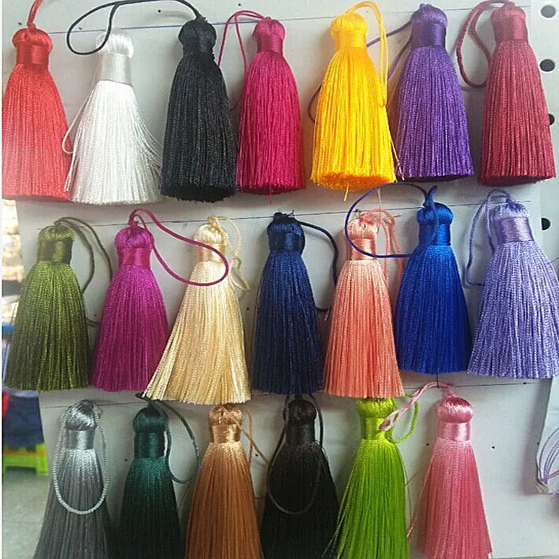 80MM Long Tassels With String Charms Pendant Imitation Silk Satin