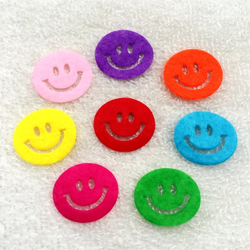 

100pcs 23*25mm DIY Emoji Patch Lot Kids Cartoon Motif Patches Smile Face Iron On Applique For Cloth Sticker patches for clothing