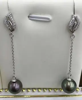 

free shipping >>>>noble jewelry NEW AAA 9-10mm Freshwater round Drop Pearl Earring 925 silver