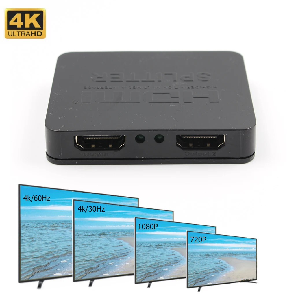 

4K HDMI Splitter Full HD 1080p Video HDMI Switch Switcher 1 to 2 Split Dual Display for DVD HDTV PS3