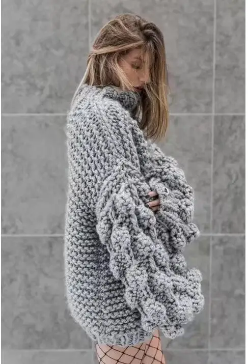 Street Winter Pullovers Ladies 7 Colors Long Lantern Sleeve Ball Sweater Chic Knitted Lady Outerwear Street Winter Pullovers Ladies 7 Colors Long Lantern Sleeve Ball Sweater Chic Knitted Lady Outerwear