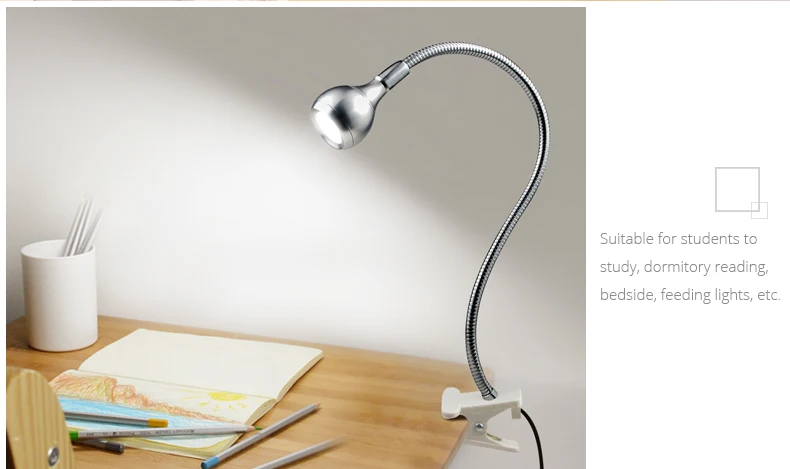 USB настольная лампа Гибкая светодиодный настольная лампа кровать для чтения книг с держателем клип 360 градусов изгиб Регулируемый