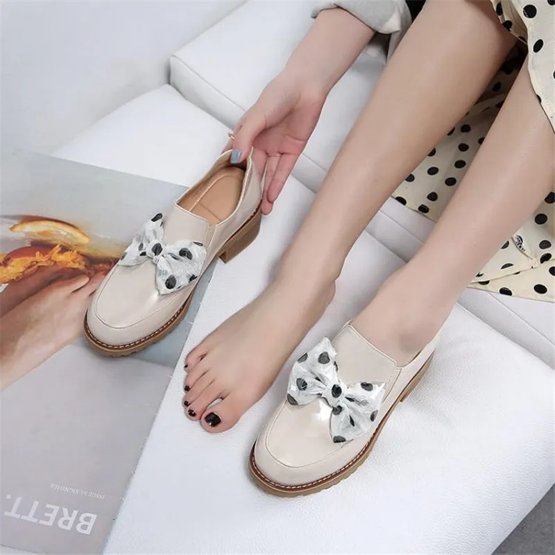 Patent Leather Women Loafers Sweet Wave Point Bow Oxford Shoes For Woman College Style Student Cute Slip On Ladies Lolita Shoes (17)