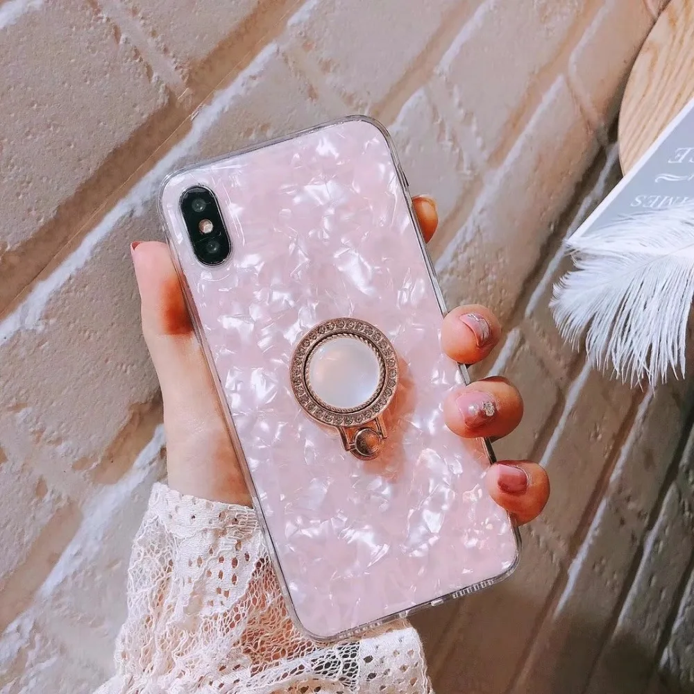 

New For iphone 7 X 6 8plus Case Epoxy Cover Metal Orb Diamond With Ring All-Person iX Soft Shell Creatively 8 7Plus Mobile Cases