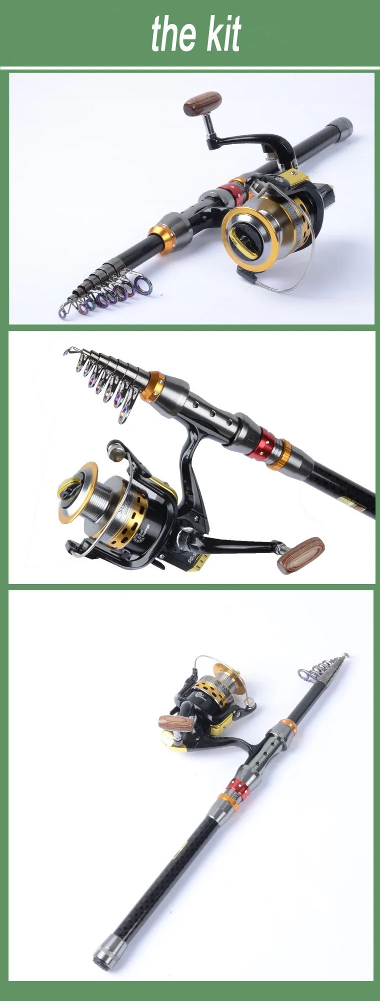 Fibra de Carbono Vara de Pesca Vara de Pesca do Barco Barco do Mar Telescópica Spinning Pesca Rod Pólo Portátil Viagem Rocha do 5 Vara de pesca telescópica de fibra de