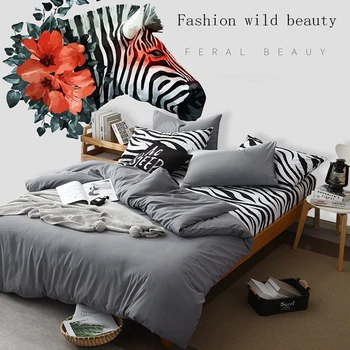 

Classic bedding set 4 size grey blue flower bed linen 3/4pcs/set duvet cover set Pastoral bed sheet AB side duvet cover 2018 bed