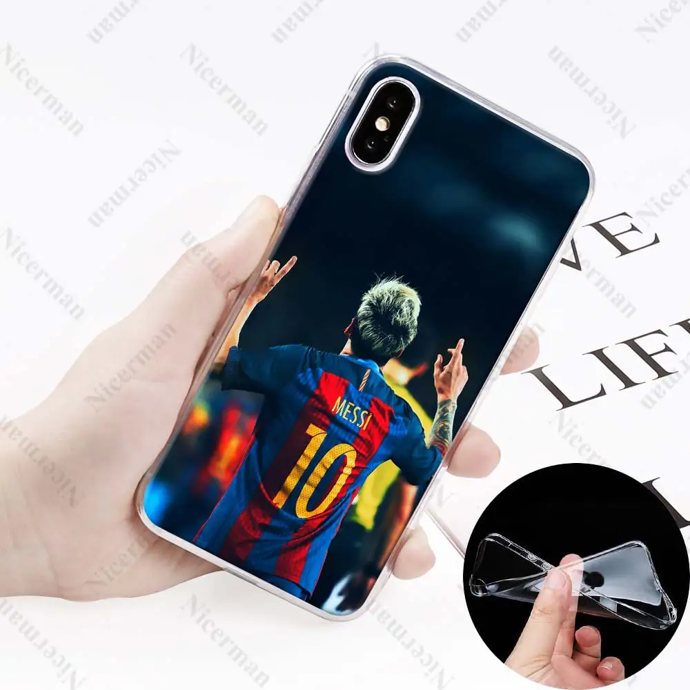 Barcelona Messi cubierta suave de la caja del teléfono de silicona TPU Coque para Apple iPhone 7 6 6 s Plus SE 5S X XR XS MAX