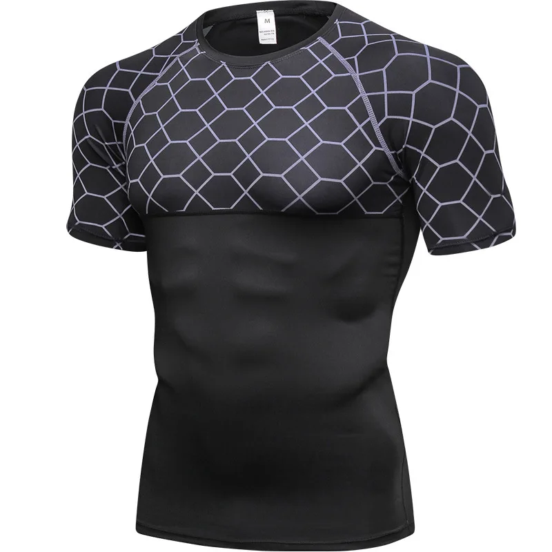 Новая мужская спортивная футболка для фитнеса, Спортивная, с коротким рукавом, мужская спортивная одежда, рубашки мужская футболка для тренажерного зала, теннисная рубашка