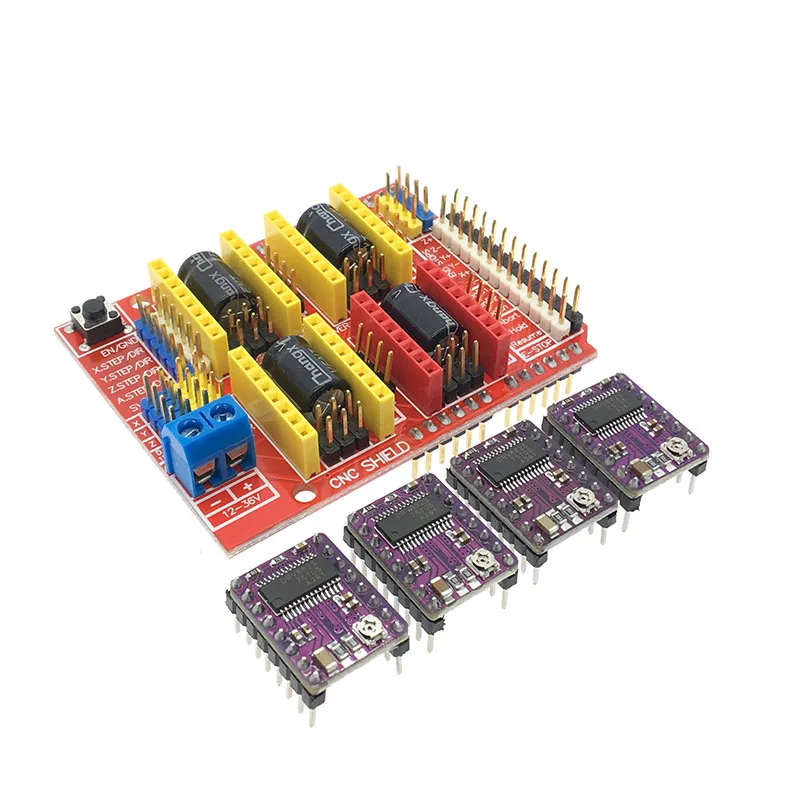 CNC щит V3 гравировальный станок 3d принтер+ 4 шт. A4988/DRV8825/AT2100 шаговый двигатель драйвер Плата расширения для Arduino UNO R3