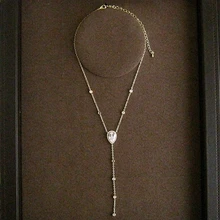 Fshion AAA кубический цирконий Классическая тонкая цепочка и капля воды ожерелье, женское потрясающее украшение P9789