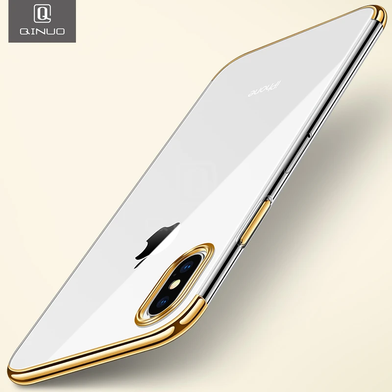 

QINUO Slim Phone Case for Apple iPhone X 10 Luxury TPU Silicone Soft Clear Plating Back Cover Case for iPhone 6 6S 7 8 Plus Capa