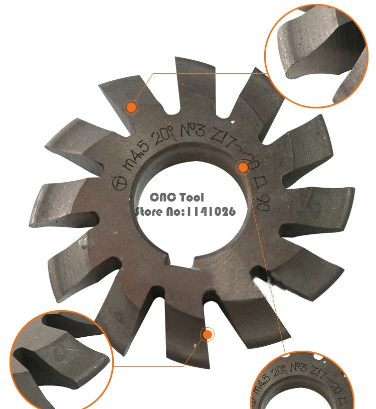 8PCS M0.4/M0.5/M0.6/M0.7/M0.8/M1/M1.25/M1.5/M2/M3/M4 Modulus PA20 degrees NO.1-NO.8 HSS Gear Milling cutter Gear cutting tools