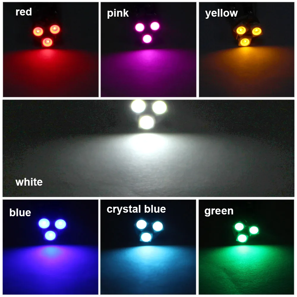 KEIN 10 шт. t5 светодиодная лампочка освещения приборов w3w Авто Приборная панель автомобиля лампа 3528 3smd индикатор сигнал на приборной панели лампы 12 v белого и синего цвета