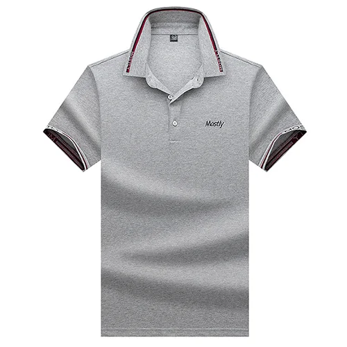 Hommes de POLO Chemises Marque Coton A Manches Courtes Camisas solide broderie Polo Dete Col montant Мужское поло Chemise plus la - Цвет: gray