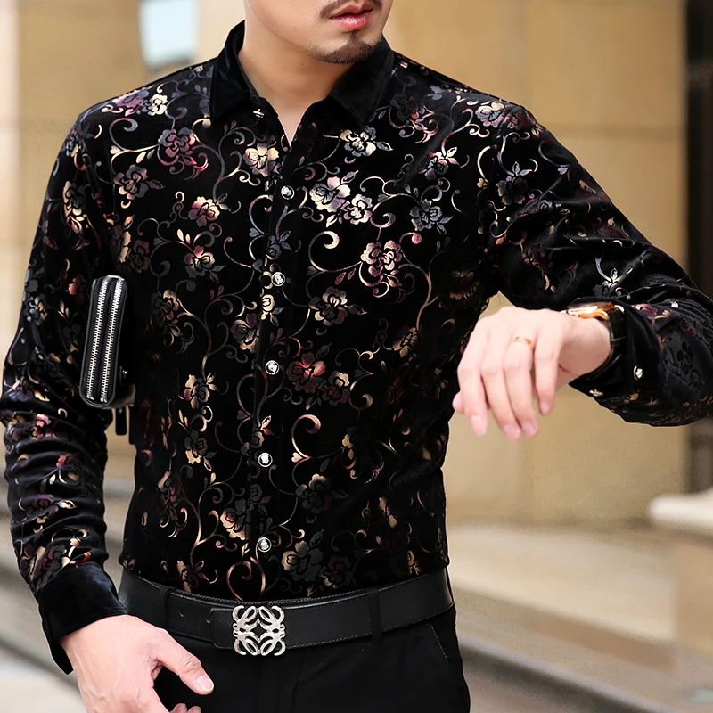 Mu Yuan Yang, Новое поступление, мужские рубашки, модные, с цветочным принтом, с длинным рукавом, Мужская брендовая одежда, облегающие, повседневные мужские рубашки