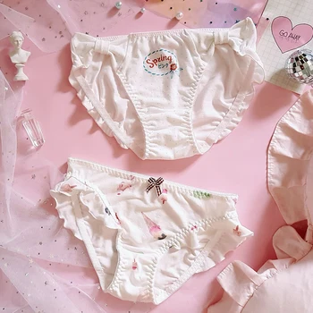 

2020 new summer soft Lori cute fly side bow cotton printed ice cream letters underwear majtki damskie stringi seamless panties