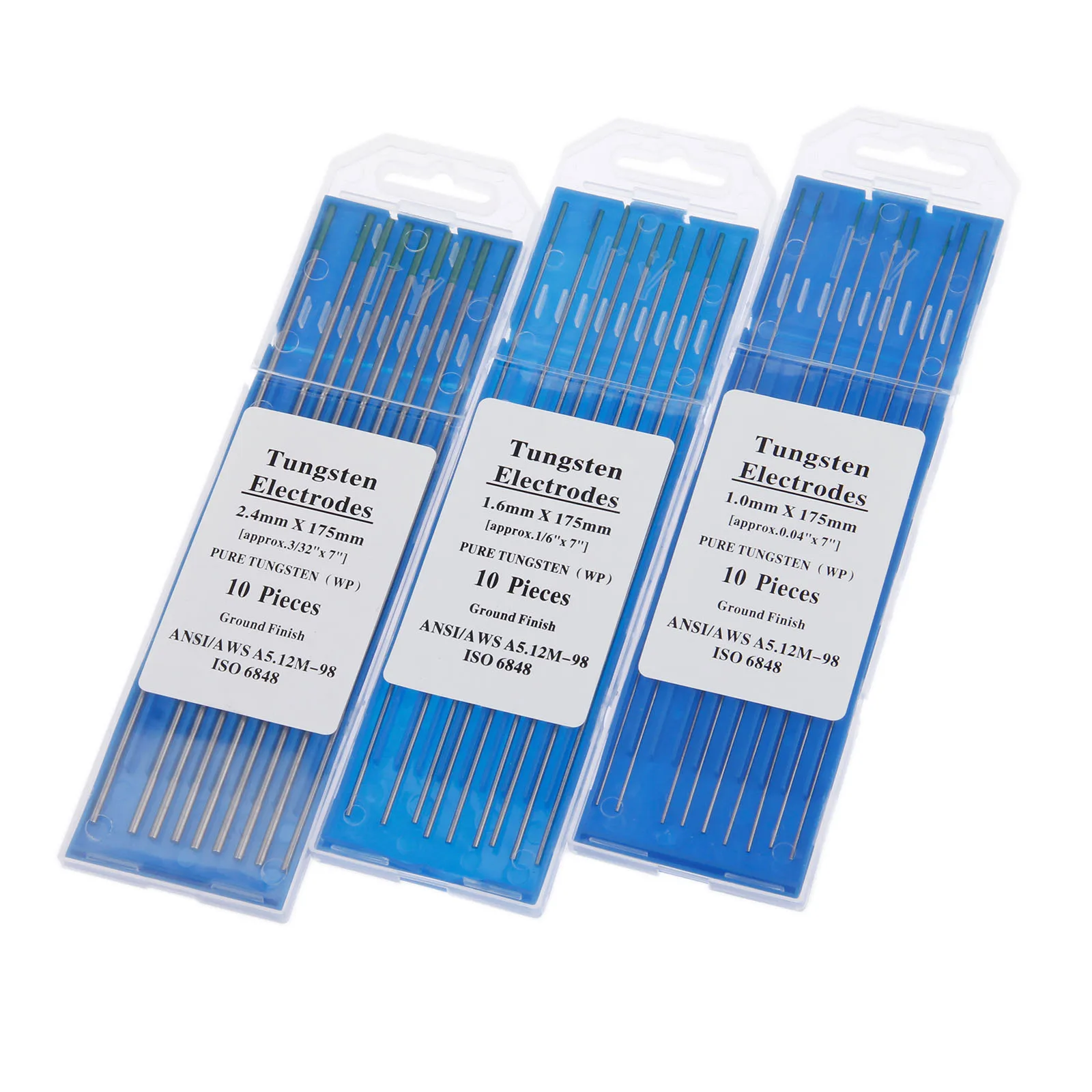 

DRELD 10pcs/lot WP Tungsten Electrode Tungsten Tig Needle/Rod 1.0 1.6 2.4mm for Tig Welding Machine 175mm Green Tip
