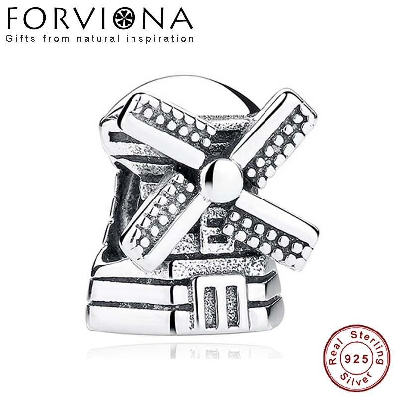

100% Real 925 Sterling Silver Beads Windmill Charm Fit Original Charms Pandora Bracelet DIY Silver Jewelry