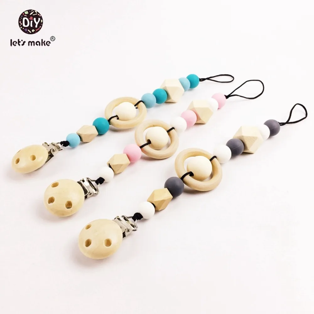 Buy Let's Make Pacifier Clip Wooden Organic and