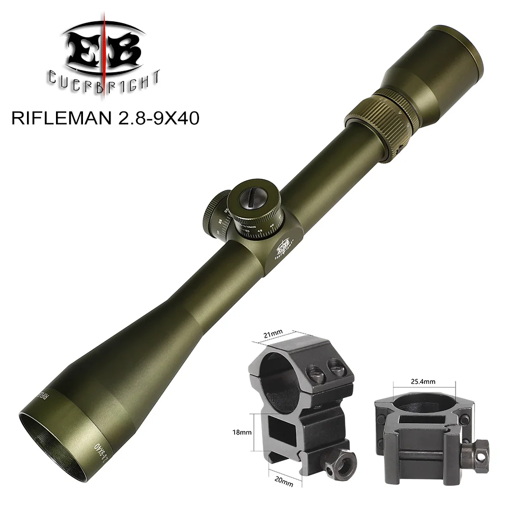 EB RIFLEMAN 2,8-9X40 FFP охотничьи оптические прицелы первого фокального плоского прицела стекло гравированное сетка башенки замок сброс тактический Оптический - Цвет: High Picatinny Rings