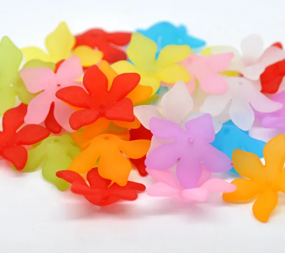 

At Random Flower Frosted Acrylic Beads 28x7mm, sold per packet of 15 new