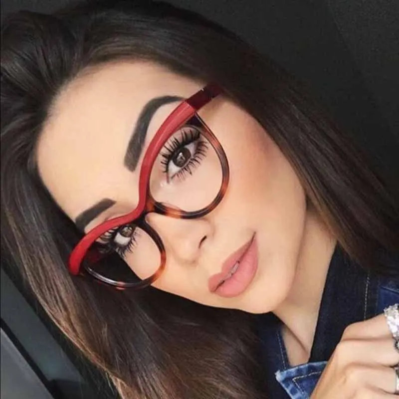 

2019 Spectacle frame Black Cat Eye Glasses Frame Women brand Clear Lens Eyewear frames Ladies Myopia Nerd Red eyeglasses frame