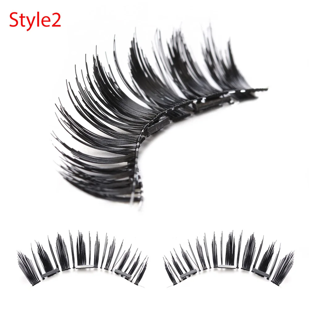 

1 Set 3D Triple Black/Brown Magnetic False Eyelashes Handmade Soft Full Stripe Magnet Eye Lashes Makeup Extension Tools wimpers