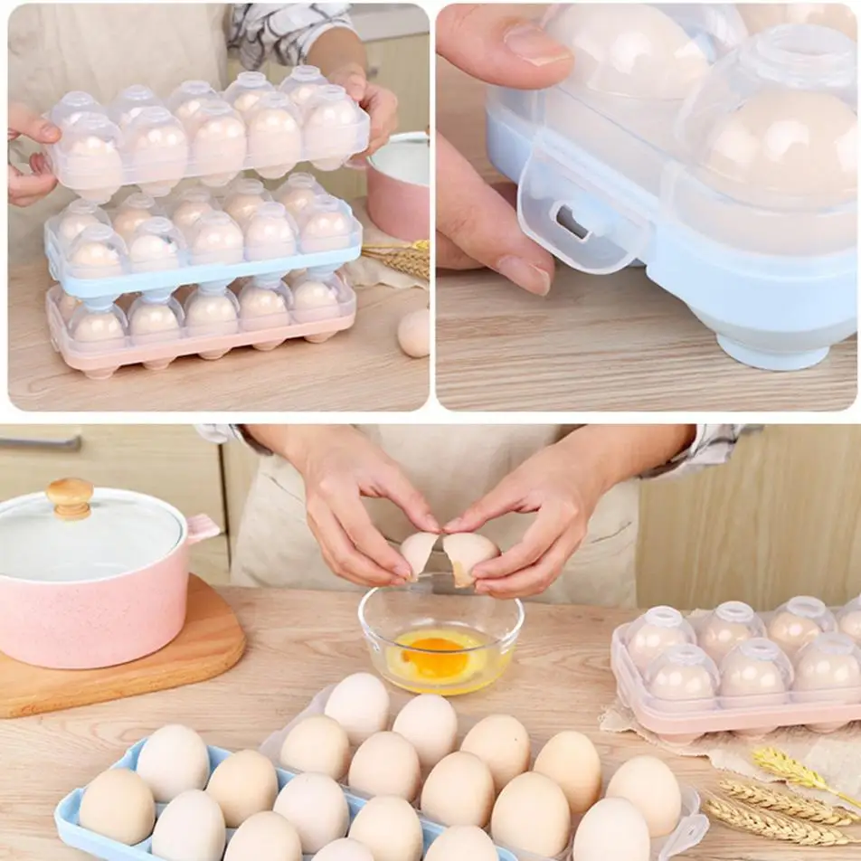 

10 Grids Egg Box Food Container Plastic Storage Boxes Tray Egg Cartons Fridge Refrigerator Crisper Box Organizer Holder Case