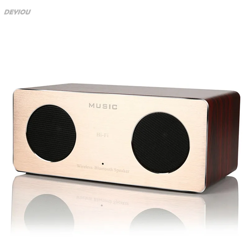 

Retro Wood Wireless Bluetooth Speaker HiFi Speaker Bluetooth 3D Dual Loudspeakers USB Charging Hands-free Call DEYIOU
