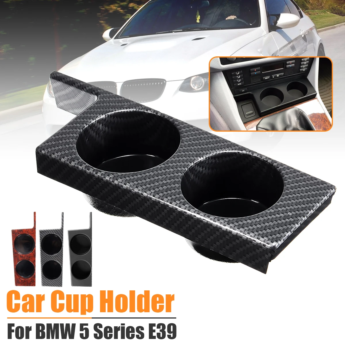

Car Holder Front Center Drink Car Cup Holder ABS Plastic Black/Carbon/Wooden Grain for BMW 5 Series E39 540i 525i 530i M5 97-03