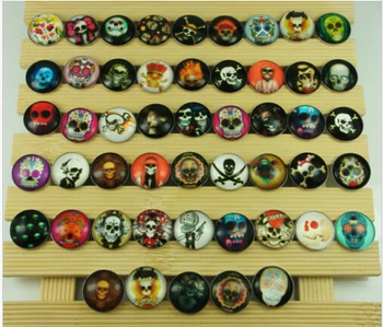 

high quality New Arrivals Snap Jewelry 60PCs skull Symbol Pattern Snap For Button Jewellery 18mm Mixed